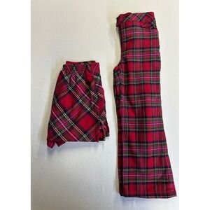 Vintage New Legends Girls Red Plaid 2pc Set Wide Leg Pants & Skort Size 4
